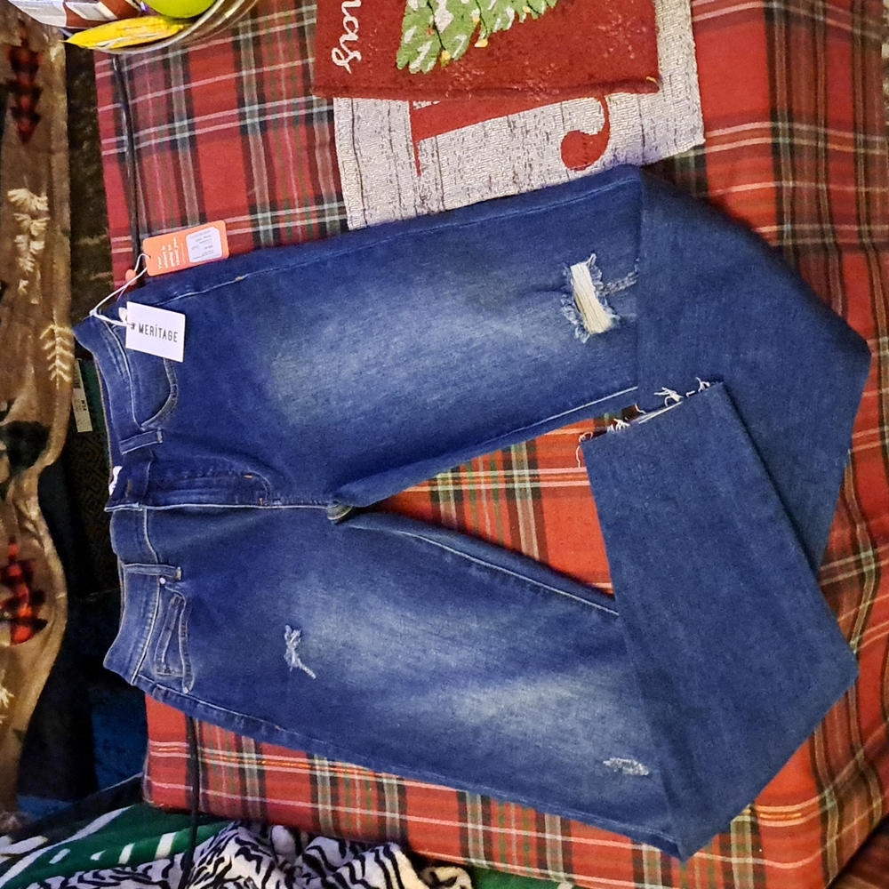 MERITAGE Hugh rise skinny ankle Distressed jeans Sz 29